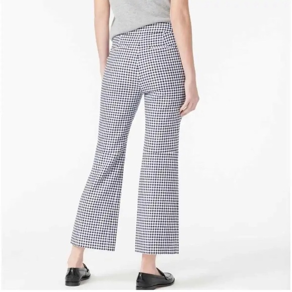 J. Crew Hayden Kickout Crop Gingham Linen Pants Navy Blue White Women’s Size 12 - Picture 3 of 16
